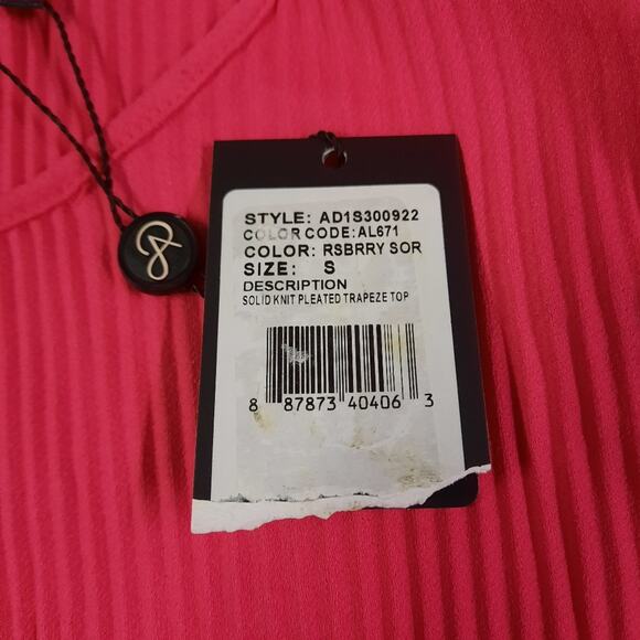 Adrianna Papell Blouse Womens Small Pink Long Sleeve Knit Trapeze Top Oversized - Picture 5 of 10